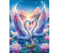 Two Swans Forming A Heart with Angel Wings 500-piece Jigsaw Puzzle Set Wildlife Pet Cute For Adults Teens 14+ Logic Skill Indoor Game Family Game Night Summer Paperboard 500 PCS