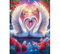 Two Swans Forming A Heart with Roses 1000 Piece Jigsaw Puzzle for Adults Wildlife Pet Sick Day Activity Gentle Distraction No Dust Pieces Great Gift for Get Well Soon 1000 PCS
