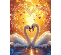 Two Swans Forming A Heart with Roses 300 Piece Jigsaw Puzzle for Adults Teens Wildlife Pet Jigsaw Stress Relief for Students Colourful Challenge Great Gift Dorm Room Decor 300 PCS