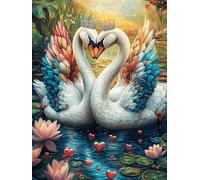 Two Swans Forming A Heart with Roses 300 Piece Jigsaw Puzzle Pack Scenery Science Fiction Teens Beginners Cognitive Development Puzzle Fans Group Play Anniversary Thick Cardboard 300 PCS