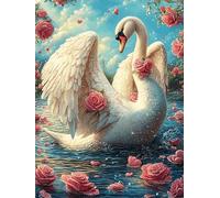 Two Swans Forming A Heart with Roses 300-piece Jigsaw Puzzle Set Wildlife Pet For Adults Teens 14+ Logic Skill Indoor Game Family Game Night Summer Paperboard 300 PCS