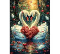 Two Swans Forming A Heart with Roses 500 Piece Jigsaw Puzzle for Adults Scenery Science Fiction Morning Coffee Companion Mindful Start Beautiful Artwork Ideal Birthday Present 500 PCS