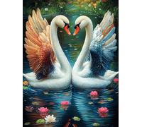 Two Swans in A Lotus Pond 300 Piece Complete Jigsaw Puzzle Set Science Fiction Magical Dream Teens Beginners Educational Challenge Puzzle Fans Group Play Anniversary Quality Material 300 PCS