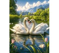 Two Swans in A Magical Lake 1000-piece Jigsaw Puzzle Set Wildlife Pet For Adults Teens 14+ Logic Skill Indoor Game Family Game Night Summer Paperboard 1000 PCS