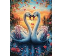 Two Swans in Heart Shape 500-piece Jigsaw Puzzle Set Accompany Fairy Tale Cute For Adults Teens 14+ Logic Skill Indoor Game Family Game Night Summer Recycled Cardboard 500 PCS