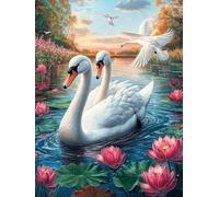 Two Swans in Lotus Pond 1000 Piece Jigsaw Puzzle for Adults Teens Art Studio Decor Creative Challenge Vibrant Colours Great Gift for Artists 1000 PCS