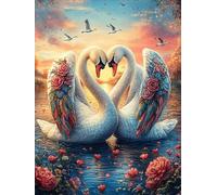 Two Swans in Lotus Pond 500 Piece Pack DIY Jigsaw Puzzle Magical Accompany Fairy Tale Collectors Cognitive Development Educational Decorative Puzzle Gifts for Adults High-grade Cardboard 500 PCS