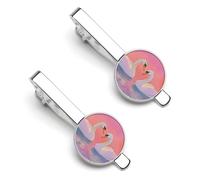 Two Swans in Love Men's Tie Clips Necktie Bar Pinch Clip Set of 2 Formal Business Wedding Accessories