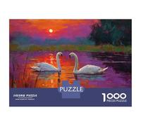 Two Swans Jigsaw 1000 Pieces for Adults Challenge Toy Sunset Glow Impossible Puzzle Educational Game Home Decoration 52x38cm/1000pcs