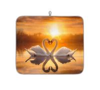 Two Swans Sunset Microfibre Dish Drying Mat - 45 x 40 cm Absorbent Drying Mat Coffee Machine Mat Dishes Rack Mat Countertop Protector Mat