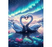 Two Swans Under The Northern Lights 1000 Pc Classic Jigsaw Puzzle Wildlife Pet Puzzle for Adults Hard Challenging Hobby Home Decor Poster Sturdy Creativity & Gift Giving 1000 PCS