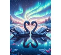 Two Swans Under The Northern Lights 1000 Piece Jigsaw Puzzle for Adults Teens Wildlife Pet Jigsaw Stress Relief for Students Colourful Challenge Great Gift Dorm Room Decor 1000 PCS