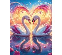 Two Swans with A Halo 300 Piece Jigsaw Puzzle for Adults Wildlife Pet Snow Day Activity Indoor Fun No Dust Pieces Great Gift for Neighbors 300 PCS