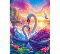 Two Swans with Angel Wings 300 Piece Jigsaw Puzzle for Adults Wildlife Pet Jigsaw Family Camping Activity Vibrant Whimsical Design Great Gift for Outdoor Lovers 300 PCS