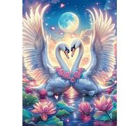 Two Swans with Angel Wings Forming A Heart 1000 Pc DIY Jigsaw Puzzle Wildlife Pet Puzzles for Adults Teens Hard Challenging Team Building Stress Reducing Autumn Premium Quality Material 1000 PCS