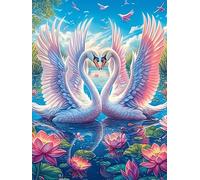 Two Swans with Angel Wings Forming A Heart 1000 Piece Jigsaw Puzzle Pack Wildlife Plant Teens Beginners Cognitive Development Puzzle Fans Group Play Anniversary Recycled Cardboard 1000 PCS
