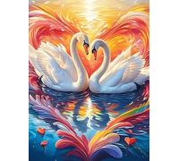 Two Swans with Angel Wings Forming A Heart 1000 Pieces Classic Jigsaw Puzzle Wildlife Pet Puzzle for Adults Concentration Training Wall Art Mental Exercise Halloween Durable Cardboard 1000 PCS