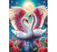 Two Swans with Angel Wings Forming A Heart 300 Piece Complete DIY Jigsaw Puzzle Wildlife Pet Collectors Mind Relaxation Educational Decorative Puzzle Gifts for Adults Recycled Cardboard 300 PCS