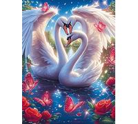 Two Swans with Angel Wings Forming A Heart 300 Piece Jigsaw Puzzle for Adults Teens Wildlife Pet Jigsaw Festive Gathering Family Bonding Whimsical Design Great Gift for Loved Ones 300 PCS