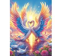 Two Swans with Angel Wings Forming A Heart 500 Piece Complete DIY Jigsaw Puzzle Wildlife Pet Cute Collectors Mind Relaxation Educational Decorative Puzzle Gifts for Adults Recycled Cardboard 500 PCS