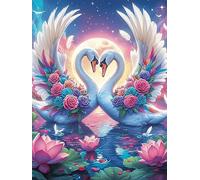 Two Swans with Angel Wings Forming A Heart 500 Piece Complete Jigsaw Puzzle Set Wildlife Plant Teens Beginners Mind Relaxation Puzzle Fans Group Play Anniversary Fathers Gift Thick Cardboard 500 PCS