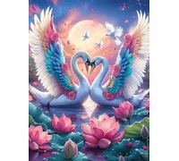 Two Swans with Angel Wings in A Lotus Pond 300 Piece Jigsaw Puzzle Pack Wildlife Plant Teens Beginners Cognitive Development Puzzle Fans Group Play High-grade Rigid Cardboard 300 PC