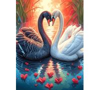 Two Swans with Red And Black Wings 1000 Pc Classic Jigsaw Puzzle Wildlife Pet Puzzle for Adults Hard Challenging Hobby Home Decor Poster Sturdy Creativity & Gift Giving 1000 PCS