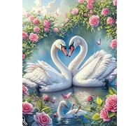 Two Swans with Roses 300 Piece Jigsaw Puzzle for Adults Teens Wildlife Plant Jigsaw Stress Relief for Students Colourful Challenge Great Gift Dorm Room Decor 300 PCS