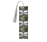 Two Swans Wooden Bookmark Book Lovers Tassels Crafts Accessories Reading Book Club Party