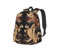 Two Symmetrical Dragons On The Left And Right Lightweight Daypack Bookbag For Travel Hiking Daily Commutes Business, Pink Laptop Backpack For Men Women