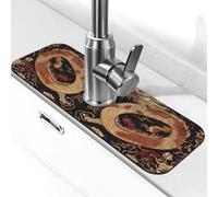 Two Symmetrical Dragons On The Left and Right Sink Splash Guard Faucet Mat, Kitchen Faucet Suction Pad,Faucet Handle Drip Catcher Tray Drying Mat for Bathroom (15" X 5.5" )