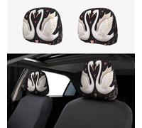 Two Symmetrical Loving Swans Head Rest Cover Car Accessories, 2 Pcs Car Seat Headrest Cover, Washable Headrest Protector Universal Fit To All Car Suvs Truck Van Vehicles Auto