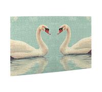 Two Symmetrical Swans On The Lake Surface Wooden Puzzle 500 Piece Jigsaw Puzzle for Adults Challenging Puzzle for Game Size 15"x20.4"