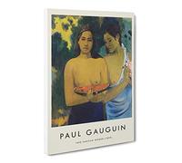 Two Tahitian Women By Paul Gauguin Canvas Print | Gallery Wrapped 30mm Frame Wall Art | 24x16 inches | Ready to Hang | Impressionist People Picture | Living Room Bedroom Lounge Office