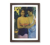 Two Tahitian Women By Paul Gauguin Classic Painting Framed Print | A2 Walnut Framed Wall Art | Ready to Hang | Classic Historical Picture | Living Room Bedroom Lounge Office