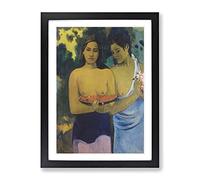 Two Tahitian Women By Paul Gauguin Classic Painting Framed Wall Art Print, Ready to Hang Picture for Living Room Bedroom Home Office Décor, Black A3 (34 x 46 cm)