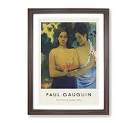 Two Tahitian Women By Paul Gauguin Exhibition Museum Painting Framed Print | A4 Walnut Framed Wall Art | Ready to Hang | Modern Historical Picture | Living Room Bedroom Lounge Office