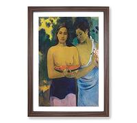 Two Tahitian Women by Paul Gauguin Framed Print | A2 Walnut Framed Wall Art | Ready to Hang | Modern Nature Picture | Living Room Bedroom Lounge Office