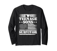 Two Teenage Sons Survivor Parenting Mom Dad Teenager Boy Long Sleeve T-Shirt