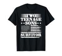 Two Teenage Sons Survivor Parenting Mom Dad Teenager Boy T-Shirt