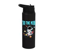 Two The Moon Astronaut Rocket Outer Space 2nd Birthday Stainless Steel Insulated Water Bottle