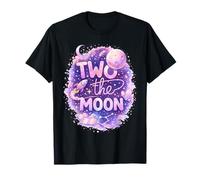Two The Moon Space Birthday Girl Cute Galaxy Rocket T-Shirt