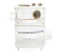 Two-Tier Bird Cage, 30 inch Parakeets Cages with Climbing Ladder and a Nest, Modern Cockatiel Cage for Budgies, Canaries, Peony Birds