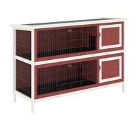 Two-tier Elevated Wooden Rabbit Hutch Bunny Cage for Small Pet Animals with Tray