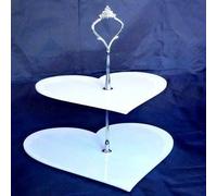 Two Tier Heart Shaped Cake Stand - White - Large