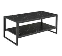 Two-Tier Laminate Marble Print Coffee Table Metal Frame Elegant Style