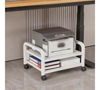 Two-Tier Rolling Printer Stand with Safety Rails and Swivel Wheels for Office and Home Use
