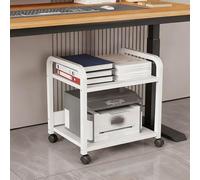 Two-Tier Rolling Printer Stand with Safety Rails and Swivel Wheels for Office and Home Use