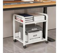 Two-Tier Rolling Printer Stand with Safety Rails and Swivel Wheels for Office and Home Use