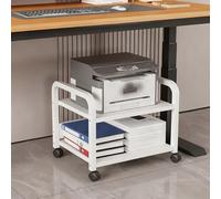 Two-Tier Rolling Printer Stand with Safety Rails and Swivel Wheels for Office and Home Use